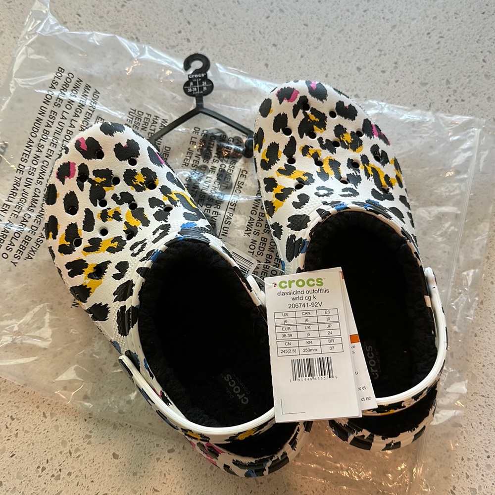 Fleece lined leopard print Crocs